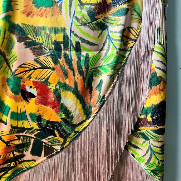 Cupcakes & Cashmere Macaw Leaves Tropical Fringe Skirt Size Small - Picture 5 of 8